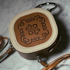 Elegant Brown and Cream Keychain  Cosmetic Bag Florasis Cosmetics Hair Clips